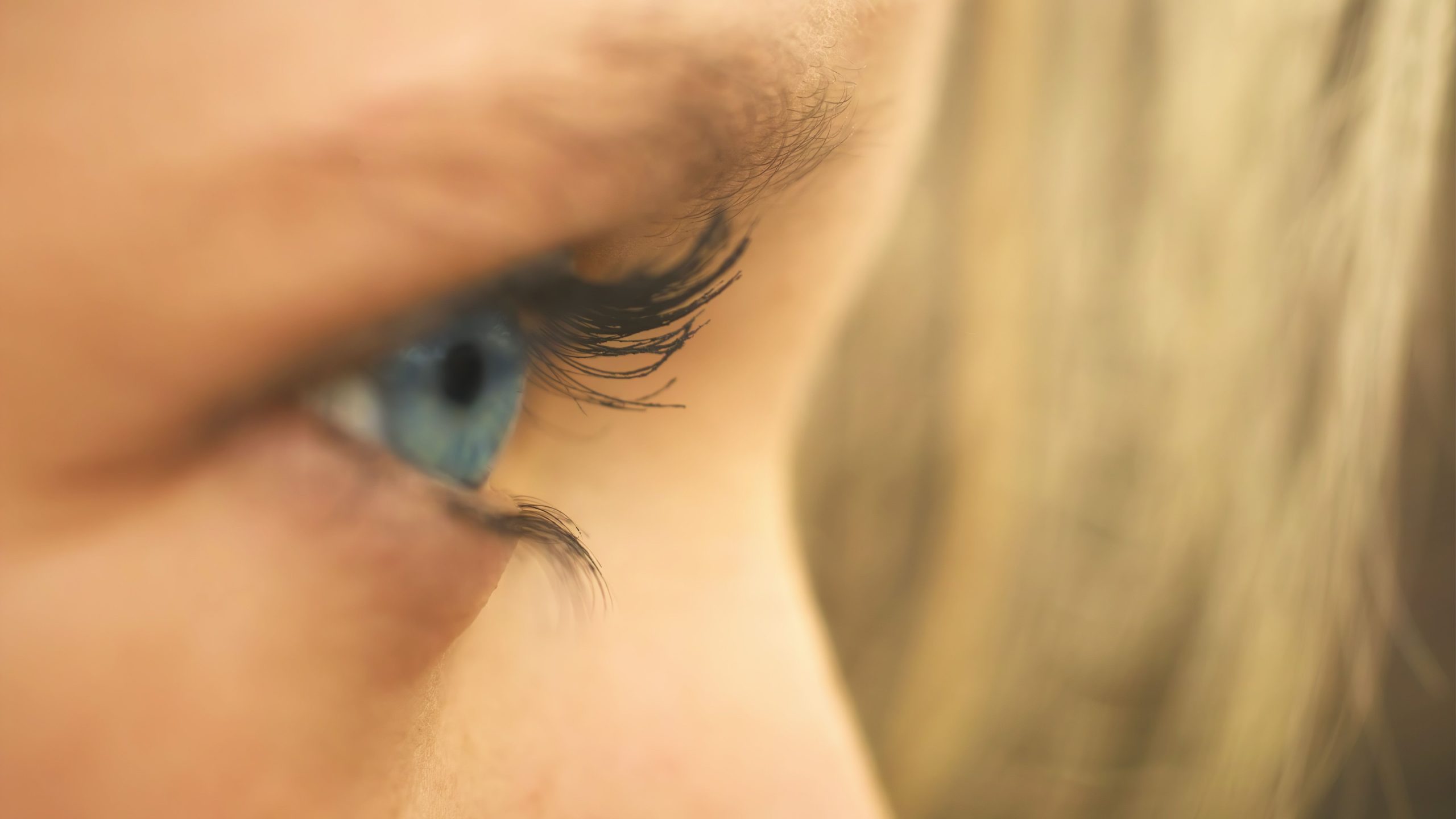 Gros plan macro d'un oeil bleu détaillé